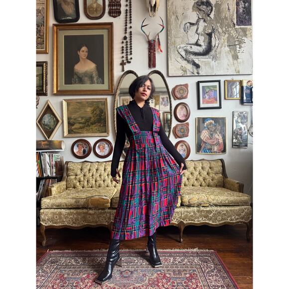 Vintage 80s Plaid Pinafore Dress by R.J Stevens Ladies Size 6/Medium - Picture 1 of 5